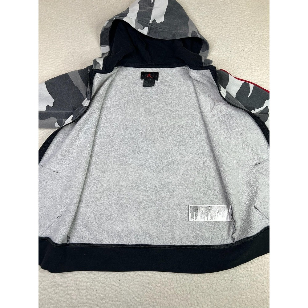 Jordan Boys Gray Camo Full Zip Fleece Hoodie Jumpman Air Sweatshirt Size 12-13Y - Picture 6 of 10